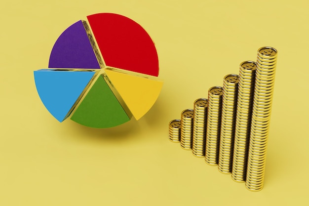 A colorful pie chart displaying the allocation of assets in a balanced mutual fund, with segments representing stocks, bonds, and cash.