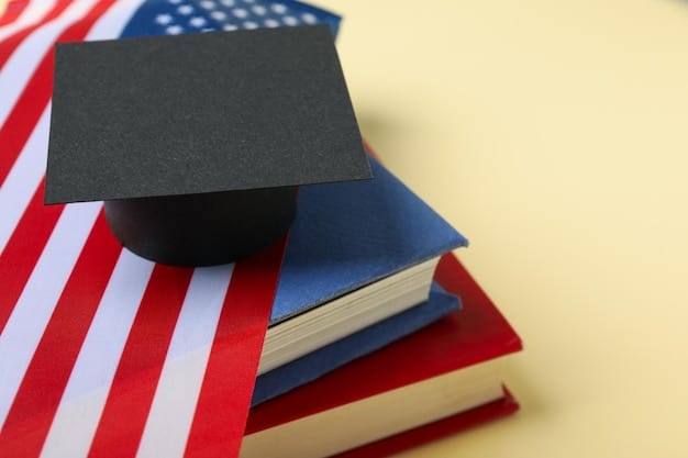 A split image showing a graduation cap and diploma on one side, representing the American Opportunity Tax Credit, and a stack of textbooks on the other side, representing the Lifetime Learning Credit.