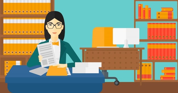 A person sitting at a desk, meticulously filling out an SSI application form with various documents like bank statements and medical records neatly organized around them.