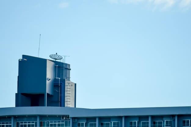 A commercial building with a large fuel cell system installed on the rooftop, showcasing its use in providing power for a business. This image emphasizes the scalability and environmental benefits of fuel cell technology in commercial settings.