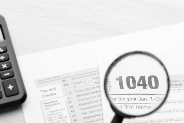 A close-up shot of a 1040 tax form with a calculator beside it, highlighting specific lines related to the Child Tax Credit. A pen is resting on the form, and there are sticky notes with reminders about documentation. The image conveys the theme of tax preparation and awareness.
