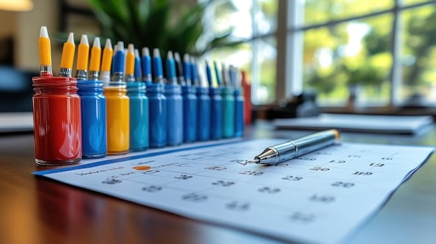 A close-up of a calendar with the dates of Medicare Open Enrollment highlighted in bright colors. A pen rests on the calendar, suggesting active planning and participation.